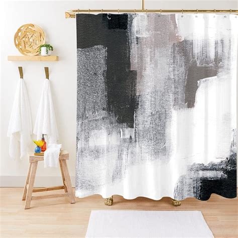 black white grey shower curtain|More.